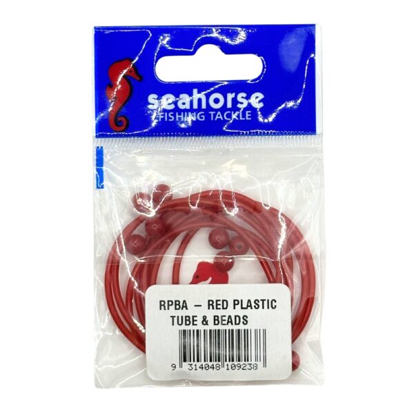 Seahorse Red Plastic Whiting Tube Beads