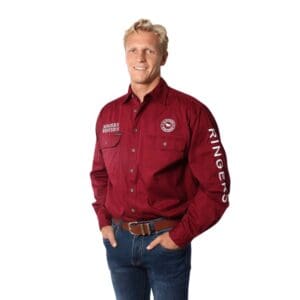 Ringers Western Hawkeye Mens Burgundy Full Button Work Shirt