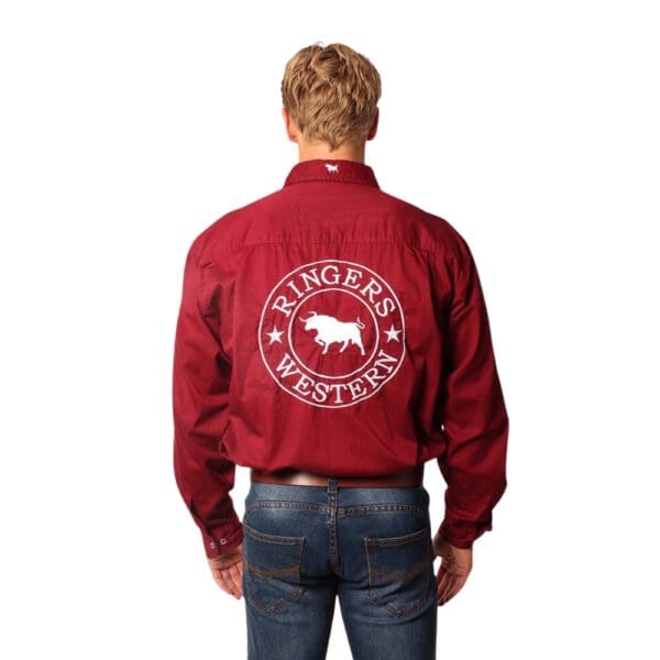 Ringers Western Hawkeye Mens Burgundy Full Button Work Shirt