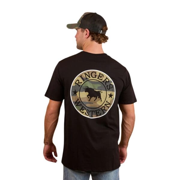Ringers Western Signature Bull Mens Black/Camo Loose T-Shirt