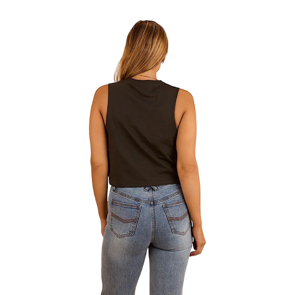 Ringers Western Lady Luck Charcoal Cropped Muscle Tank - Image 2