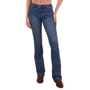 Ringers Western Caroline Womens Mid Rise Bootleg Jean Wash Blue