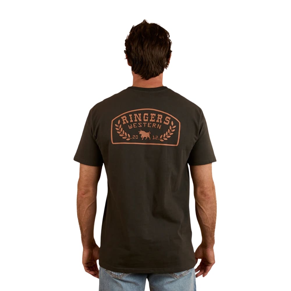 Ringers Western Wheatbelt Mens Stock Fit T-Shirt Charcoal Copper - Image 2