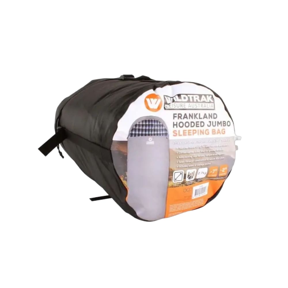 Frankland Hooded Jumbo Sleeping Bag -7 Grey 230cm X 90cm