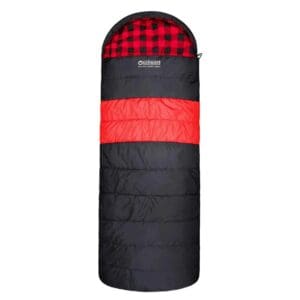 Kalgan Hooded Jumbo Sleeping Bag Black Red 230cm X 90cm -7 Deg
